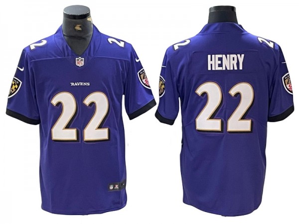 Maillot De Football Américain Ravens #22 Derrick Henry Pour Jeune - Vapor F.U.S.E., Violet, Brodé, édition Limitée